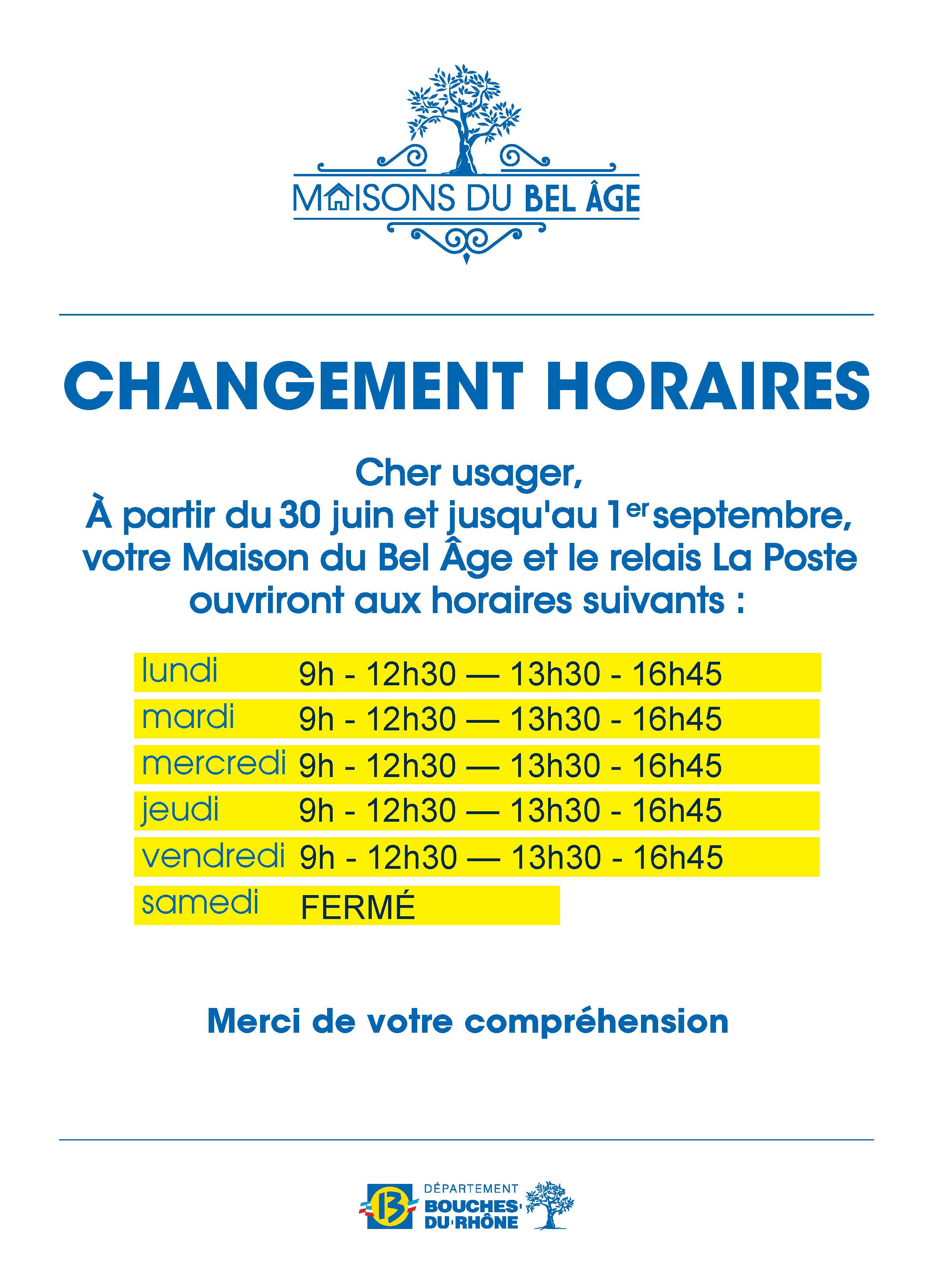 MBA Point Poste Horaires Estivaux 2025 pour partenaires La Poste